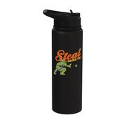 Baseball Catcher Quote Steal I Dare Ya! Player Meme Stainless Steel Insulated Water Bottle