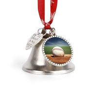 Baseball Christmas Jingle Bells Decoration Silver Craft Bell with Dual Pendants for DIY Xmas Tree Wreath Decor Hanging Sleigh Bell Ornaments Wedding Winter Holiday Party Favors