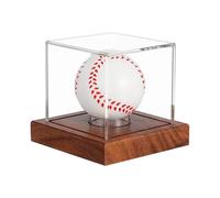 Baseball Cube Display Case - Acrylic Ball Holder With Wood Base | Autograph Baseball Protector For, Home, Shelf Decor | Fits Standard Regulation Baseballs