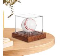Baseball Display Box - Glass Faced Chamber Design, Maple Grain Stand, Legacyball Stuffing Element, Heritagegrade Keepsake Protection | for den d