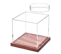 Baseball Display Case - Acrylic Ball Holder with Wooden Base, Transparent Sports Keepsake , Transparent Cube for Souvenir Balls | Display Box for Baseball, Softball, Tennis, Golf, Living Room