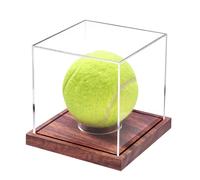 Baseball Display Case - Acrylic Cube with Wooden Base | Single Ball Display | Protective Stand for Commemorative, Autographed, Souvenirs or Collectible Baseballs, Decoration