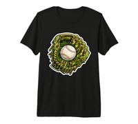 Baseball Drip for Boys Green Camo Baseball Life Ice Cream Premium T-Shirt