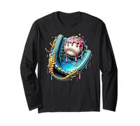Baseball Drip For Boys Ice Cream Drip Boys Baseball Glove Long Sleeve T-Shirt