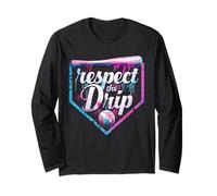Baseball Drip Ice Cream Dripping Respect The Drip Boys Teen Long Sleeve T-Shirt