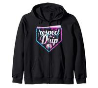 Baseball Drip Ice Cream Dripping Respect The Drip Boys Teen Zip Hoodie