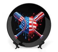 Baseball Drip U.S. Flag Ceramic Decorative Plate 6-10 Inch Round