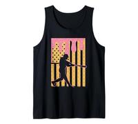 Baseball Dripping Ice Cream USA American Flag Sports Pitcher Tank Top