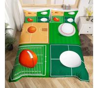 Baseball Duvet Cover Double American Basketball Bedding Set 3D Print Soft Microfiber Quilt Covers 200x200 cm with Zipper Closure and 2 Pillowcases 50x75 cm for Adults D.2278