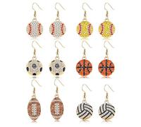 Baseball Earrings for Women Cute Game Day Earrings Baseball Football Drop Dangle Earrings Statement Enamel Sport Earrings Game Day Accessory Party Jewelry Gifts, Zinc, No Gemstone