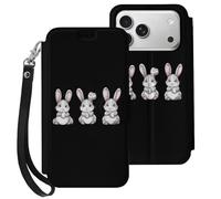 Baseball Easter Bunny Rabbits Easter Day Printed Leather Flip Wallet Phone Case Card Slots Compatible with iPhone Series 17