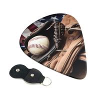 Baseball Equipment Guitar Picks 6 Pcs, 0.71mm Thickness Celluloid Plectrum with Leather Picks Holder, Personalized Guitar Pick for Bass Electric Acoustic Guitars Lovers Gift