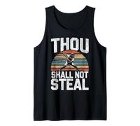 Baseball Fan Catcher Bible Quote Vintage Retro Thou Shall Tank Top