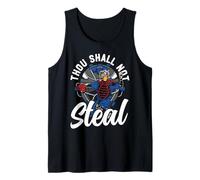 Baseball Fan Catcher Bible Quote Vintage Thou Shall Not Tank Top