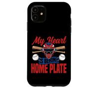 Baseball Fan Catcher Vintage My Heart Is Behind Home Plate Case for iPhone 11