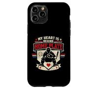 Baseball Fan Catcher Vintage My Heart Is Behind Home Plate Case for iPhone 11 Pro
