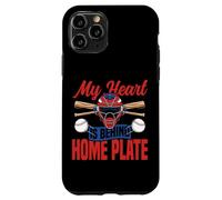 Baseball Fan Catcher Vintage My Heart Is Behind Home Plate Case for iPhone 11 Pro