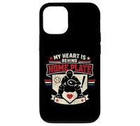Baseball Fan Catcher Vintage My Heart Is Behind Home Plate Case for iPhone 12/12 Pro