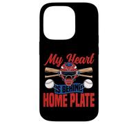 Baseball Fan Catcher Vintage My Heart Is Behind Home Plate Case for iPhone 14 Pro