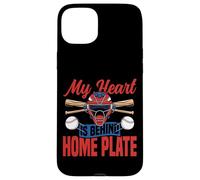 Baseball Fan Catcher Vintage My Heart Is Behind Home Plate Case for iPhone 15 Plus