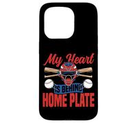 Baseball Fan Catcher Vintage My Heart Is Behind Home Plate Case for iPhone 15 Pro