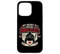 Baseball Fan Catcher Vintage My Heart Is Behind Home Plate Case for iPhone 15 Pro Max