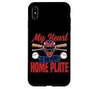 Baseball Fan Catcher Vintage My Heart Is Behind Home Plate Case for iPhone XS Max