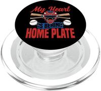 Baseball Fan Catcher Vintage My Heart Is Behind Home Plate PopSockets PopGrip for MagSafe
