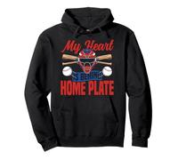 Baseball Fan Catcher Vintage My Heart Is Behind Home Plate Pullover Hoodie