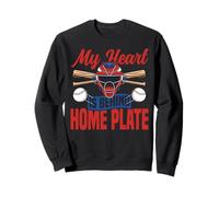 Baseball Fan Catcher Vintage My Heart Is Behind Home Plate Sweatshirt