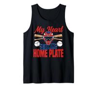 Baseball Fan Catcher Vintage My Heart is Behind Home Plate Tank Top