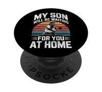 Baseball Fan Catcher Vintage Retro My Son Will Be Waiting PopSockets Adhesive PopGrip