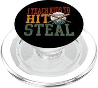 Baseball Fan Coach Retro Vintage I Teach Kids To Hit And PopSockets PopGrip for MagSafe