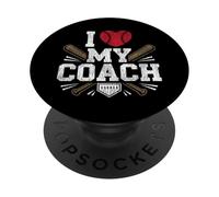 Baseball Fan Heart Vintage I Love My Coach PopSockets Adhesive PopGrip