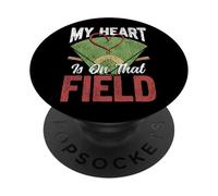 Baseball Fan Mom Mother Girlfriend Son Vintage My Heart Is PopSockets Adhesive PopGrip