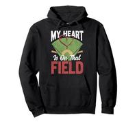 Baseball Fan Mom Mother Girlfriend Son Vintage My Heart Is Pullover Hoodie