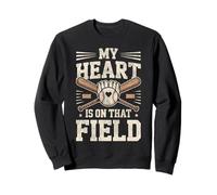 Baseball Fan Mom Mother Girlfriend Son Vintage My Heart Is Sweatshirt