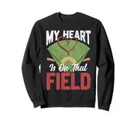 Baseball Fan Mom Mother Girlfriend Son Vintage My Heart Is Sweatshirt
