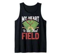 Baseball Fan Mom Mother Girlfriend Son Vintage My Heart is Tank Top