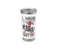 Baseball Fan Pitcher Vintage I Throw Hard Please Don't Cry Stainless Steel Insulated Tumbler