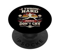 Baseball Fan Pitcher Vintage Retro I Throw Hard Please Don't PopSockets Adhesive PopGrip
