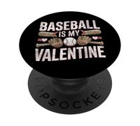 Baseball Fan Valentines Day Heart Vintage Baseball Is My PopSockets Adhesive PopGrip