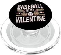 Baseball Fan Valentines Day Heart Vintage Baseball Is My PopSockets PopGrip for MagSafe