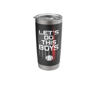 Baseball Fan Vintage Batter American Flag Let's Do This Boys Stainless Steel Insulated Tumbler