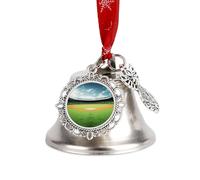 Baseball Field Christmas Jingle Bells Decoration Silver Craft Bell with Dual Pendants for DIY Xmas Tree Wreath Decor Hanging Sleigh Bell Ornaments Wedding Winter Holiday Party Favors
