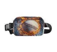 Baseball Fire Burning Sports Cute Crossbody Bag Waist Packs for Women Men Large Capacity Crossbody Sport Bag with Adjustable Strap for Travel Running Hiking