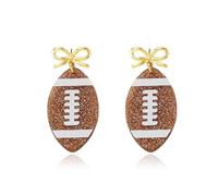 Baseball Football Bow Earrings for Women Game Day Outfits Softball Fan Jewelry Gift Football Sport Baseball Mom Dangle Accessories for Sports Fans, Metal, No Gemstone