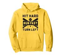 Baseball Funny Hit Hard Run Fast Turn Left Pullover Hoodie