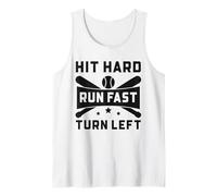 Baseball Funny Hit Hard Run Fast Turn Left Tank Top