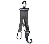 Baseball Gear Organizer, Nylon Bat Holder with Glove Clip and Helmet Hook, 11x2.8 Inch, Adjustable Lock, Modern Hook Mount Design for Outdoor Sports Equipment Storage (Black)